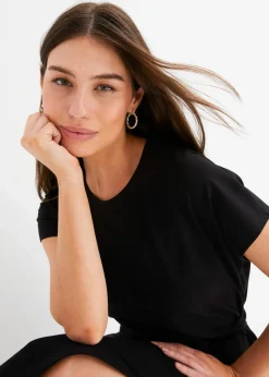 bonprix Kleider|Bekleidung·Pullover & Strickjacken^Midikleid aus Baumwolle mit Stretch schwarz