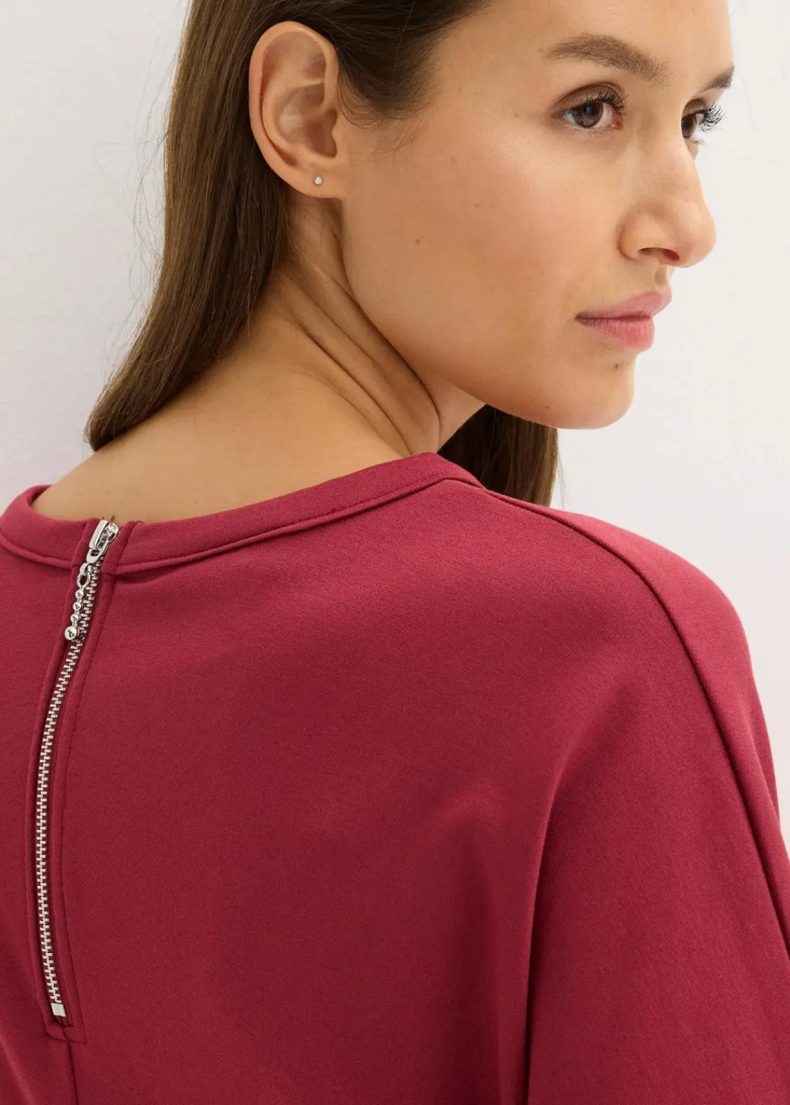 bonprix Kleider|Bekleidung·Pullover & Strickjacken^Midikleid aus bequemen Punto di Roma pflaumenrot
