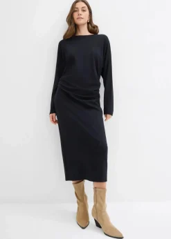bonprix Bekleidung·Pullover & Strickjacken|Kleider^Midikleid aus bequemen Punto di Roma schwarz