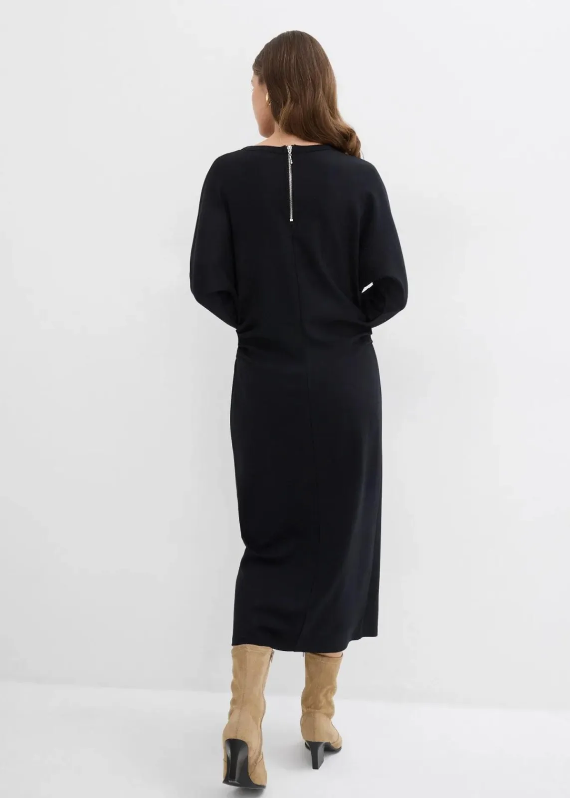 bonprix Bekleidung·Pullover & Strickjacken|Kleider^Midikleid aus bequemen Punto di Roma schwarz