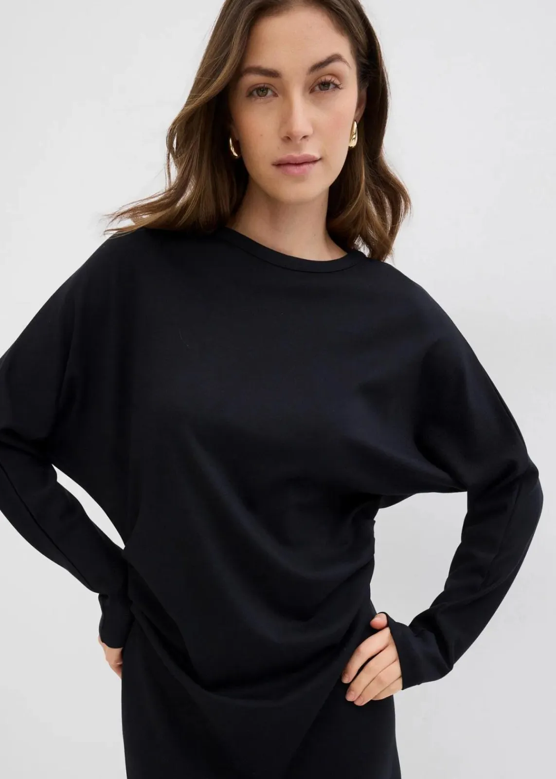 bonprix Bekleidung·Pullover & Strickjacken|Kleider^Midikleid aus bequemen Punto di Roma schwarz