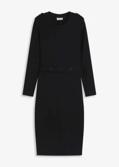 bonprix Nachhaltigere Materialien|Kleider^Midikleid aus elastischem Baumwoll-Mix schwarz