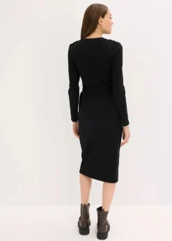 bonprix Nachhaltigere Materialien|Kleider^Midikleid aus elastischem Baumwoll-Mix schwarz