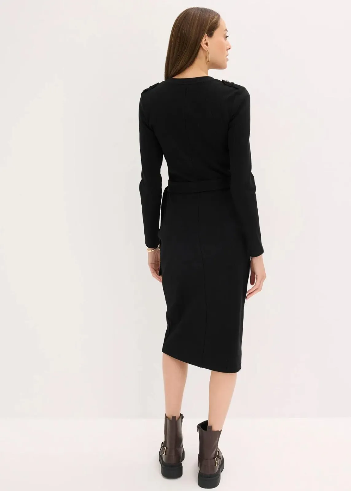 bonprix Nachhaltigere Materialien|Kleider^Midikleid aus elastischem Baumwoll-Mix schwarz