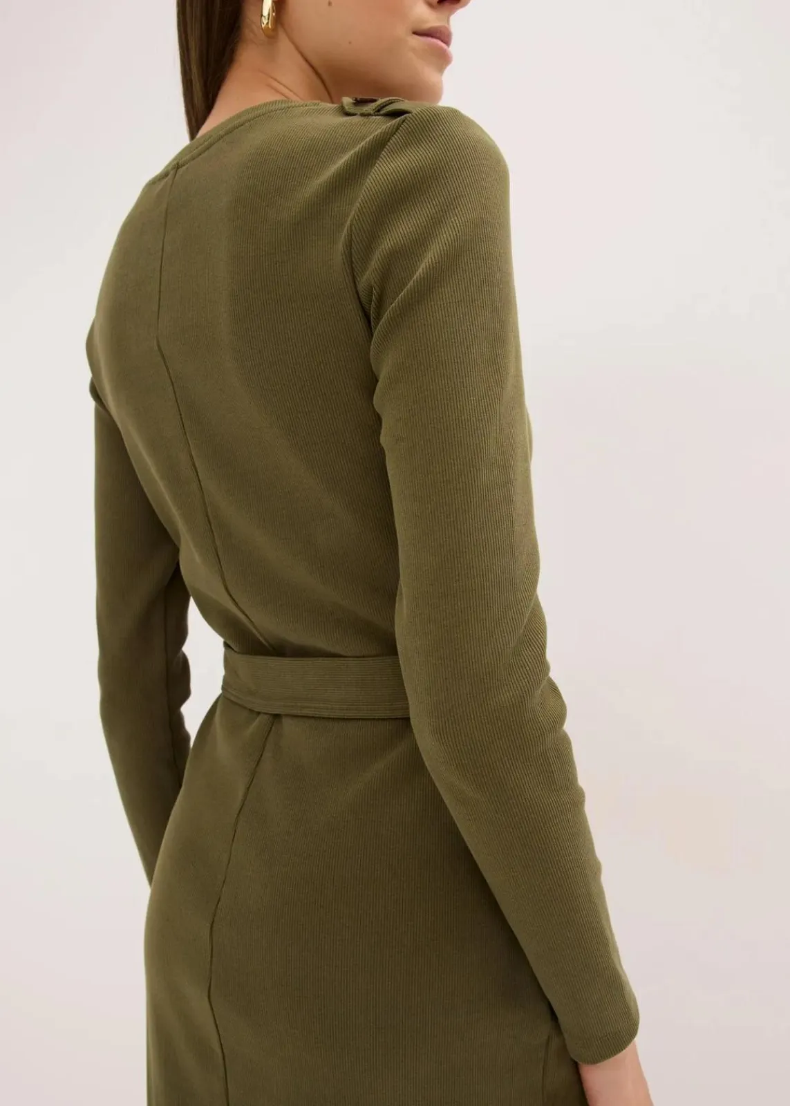 bonprix Kleider|Nachhaltigere Materialien^Midikleid aus elastischem Baumwoll-Mix dunkeloliv