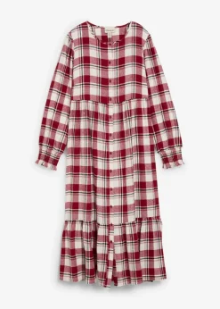 bonprix Kleider|Bekleidung·Pullover & Strickjacken^Midikleid aus Flanell pflaumenrot kariert