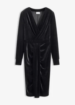 bonprix Kleider^Midikleid aus fließendem Samt schwarz