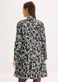 bonprix Bekleidung·Pullover & Strickjacken|Kleider^Midikleid aus fließendem Viskose-Mix schwarz/weiß graphisch