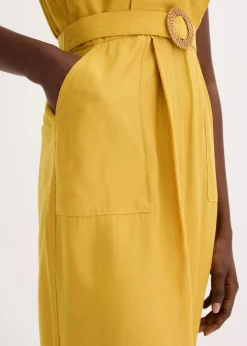 bonprix Bekleidung·Pullover & Strickjacken|Kleider^Midikleid aus fließendem Viskose-Mix ockergold
