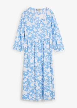 bonprix Nachhaltigere Materialien|Kleider^Midikleid aus fließender Viskose babyblau/weiß floral