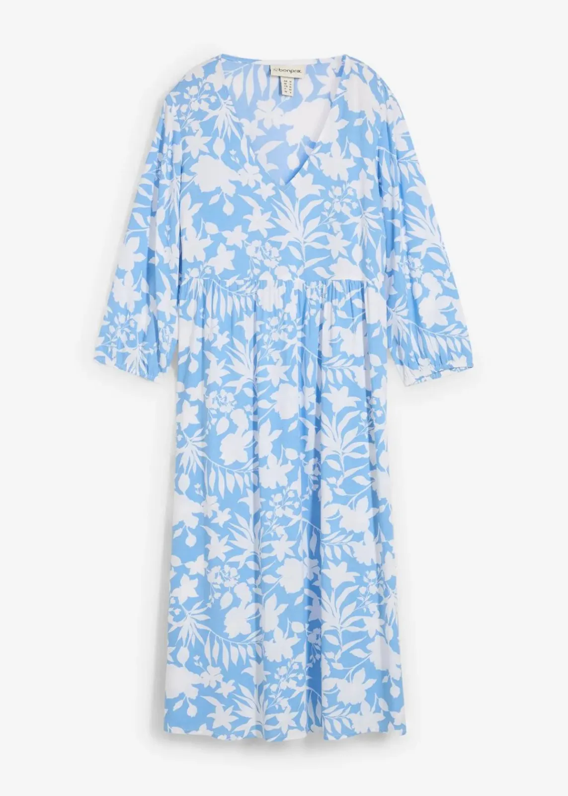 bonprix Nachhaltigere Materialien|Kleider^Midikleid aus fließender Viskose babyblau/weiß floral