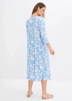 bonprix Nachhaltigere Materialien|Kleider^Midikleid aus fließender Viskose babyblau/weiß floral