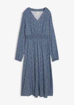 bonprix Bekleidung·Pullover & Strickjacken|Kleider^Midikleid aus fließender Viskose dunkelblau bedruckt