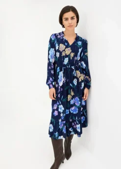 bonprix Kleider|Nachhaltigere Materialien^Midikleid aus fließender Viskose dunkelblau