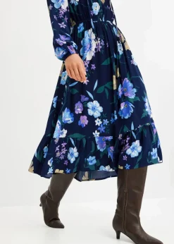 bonprix Kleider|Nachhaltigere Materialien^Midikleid aus fließender Viskose dunkelblau