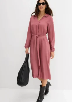 bonprix Kleider^Midikleid aus fließender Viskose softbeere
