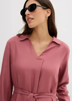 bonprix Kleider^Midikleid aus fließender Viskose softbeere