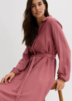 bonprix Kleider^Midikleid aus fließender Viskose softbeere