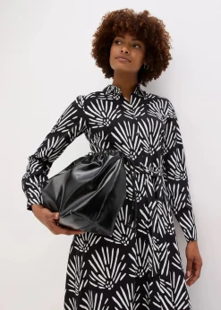 bonprix Bekleidung·Pullover & Strickjacken|Kleider^Midikleid aus fließender Viskose schwarz/weiß bedruckt