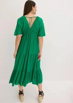 bonprix Bekleidung·Pullover & Strickjacken|Kleider^Midikleid aus fließender Viskose grün