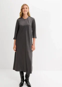 bonprix Bekleidung·Pullover & Strickjacken|Kleider^Midikleid aus glänzendem Satin anthrazit
