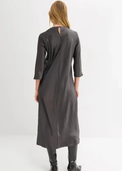 bonprix Bekleidung·Pullover & Strickjacken|Kleider^Midikleid aus glänzendem Satin anthrazit