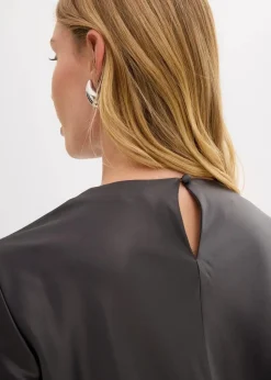 bonprix Bekleidung·Pullover & Strickjacken|Kleider^Midikleid aus glänzendem Satin anthrazit