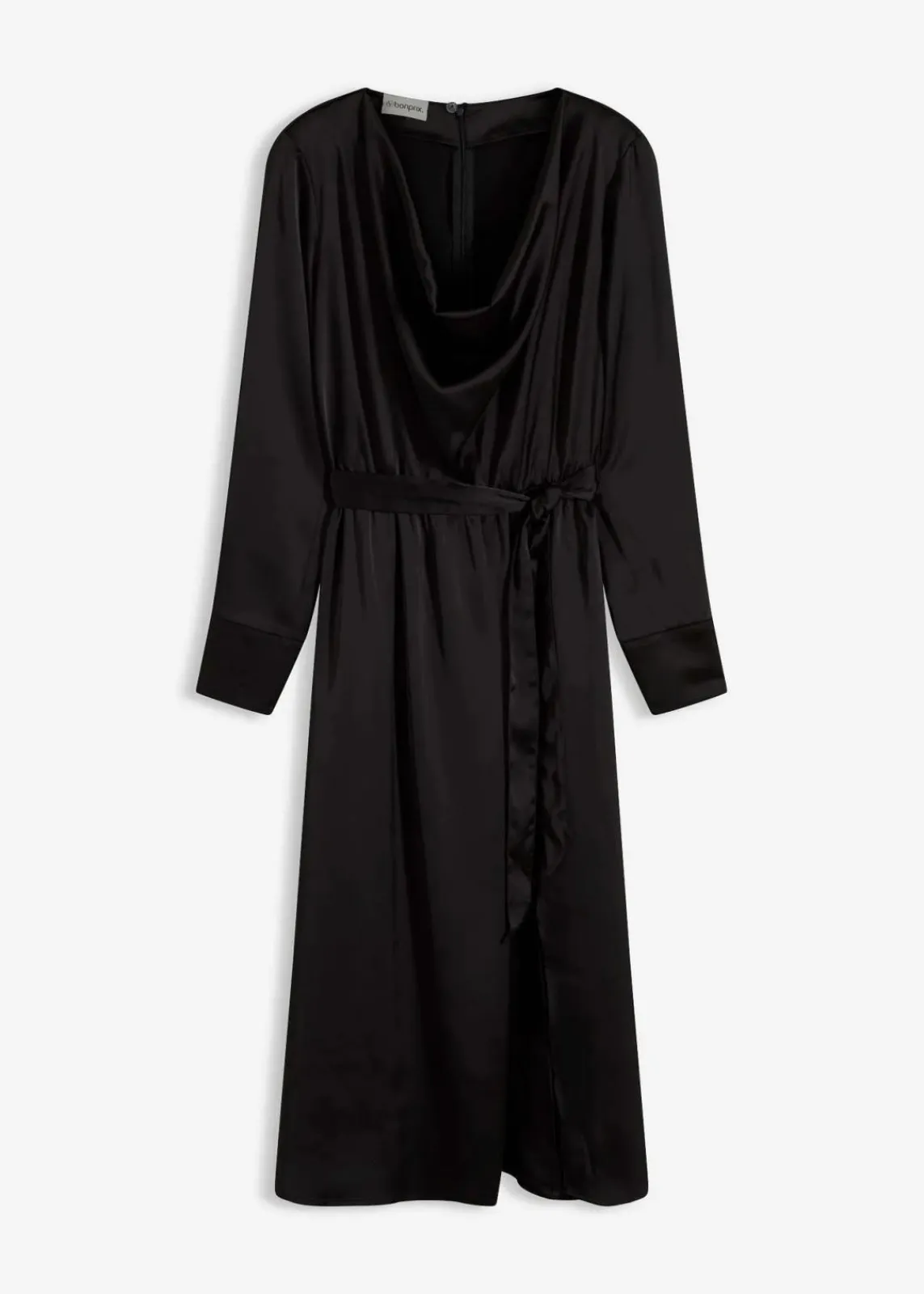 bonprix Bekleidung·Pullover & Strickjacken|Kleider^Midikleid aus glänzendem Satin schwarz