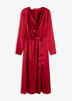 bonprix Nachhaltigere Materialien|Kleider^Midikleid aus glänzendem Satin chillirot
