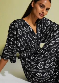 bonprix Bekleidung·Pullover & Strickjacken|Kleider^Midikleid aus Jersey schwarz bedruckt