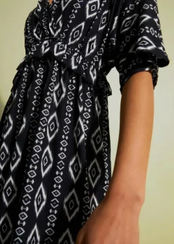 bonprix Bekleidung·Pullover & Strickjacken|Kleider^Midikleid aus Jersey schwarz bedruckt