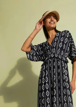 bonprix Bekleidung·Pullover & Strickjacken|Kleider^Midikleid aus Jersey schwarz bedruckt