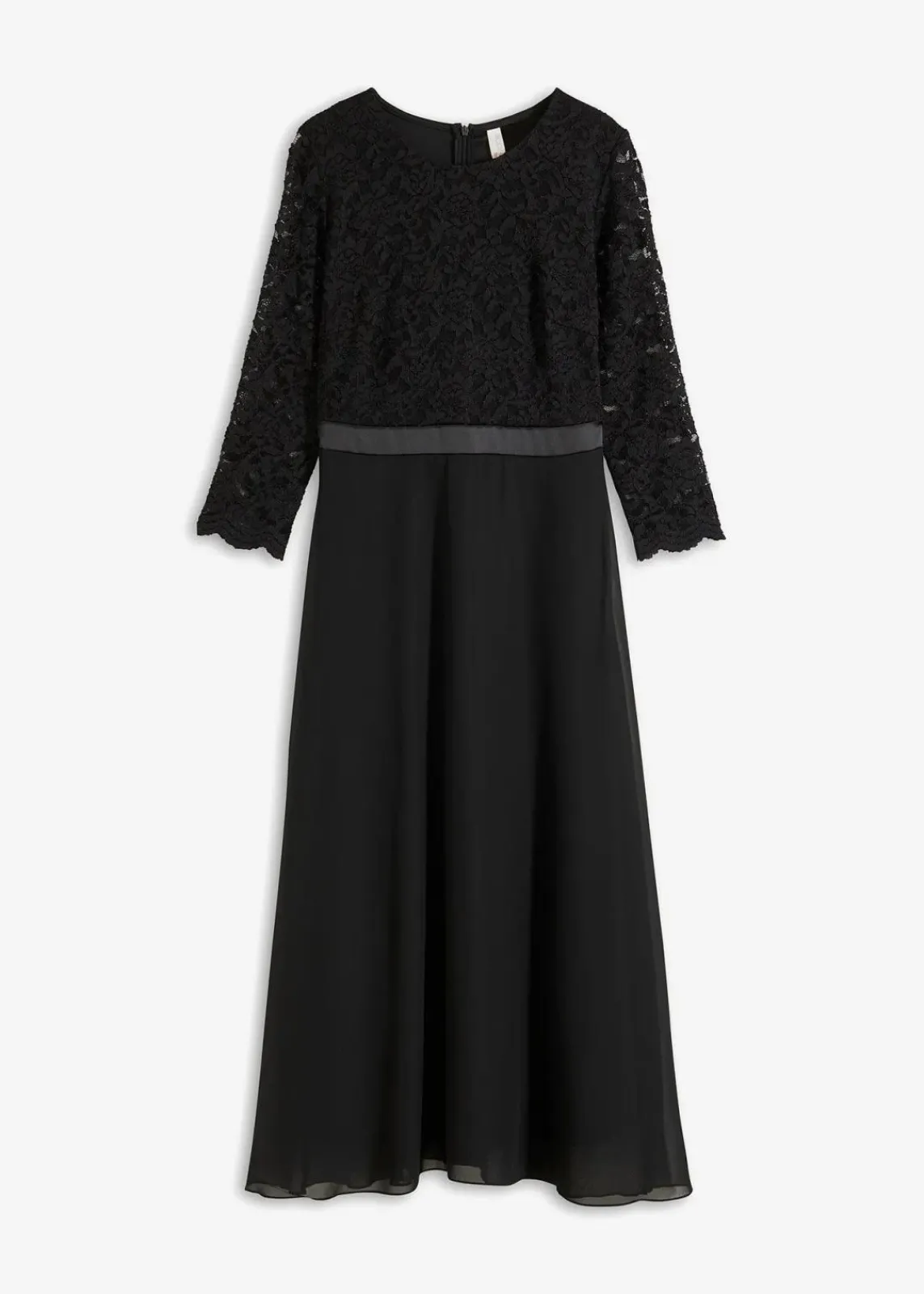 bonprix Kleider|Festliche Mode^Midikleid aus leichtem Chiffon mit Spitzen-Oberteil schwarz