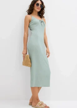 bonprix Kleider|Nachhaltigere Materialien^Midikleid aus leichtem Crêpe rauchgrün