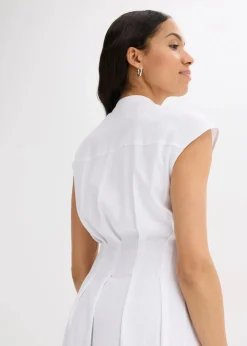 bonprix Bekleidung·Pullover & Strickjacken|Kleider^Midikleid aus leichtem Leinen-Mix weiß