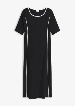 bonprix Bekleidung·Pullover & Strickjacken|Kleider^Midikleid aus Punto di Roma schwarz/wollweiß