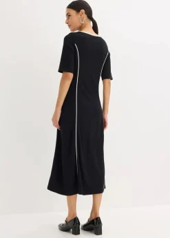 bonprix Bekleidung·Pullover & Strickjacken|Kleider^Midikleid aus Punto di Roma schwarz/wollweiß