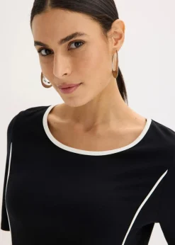 bonprix Bekleidung·Pullover & Strickjacken|Kleider^Midikleid aus Punto di Roma schwarz/wollweiß