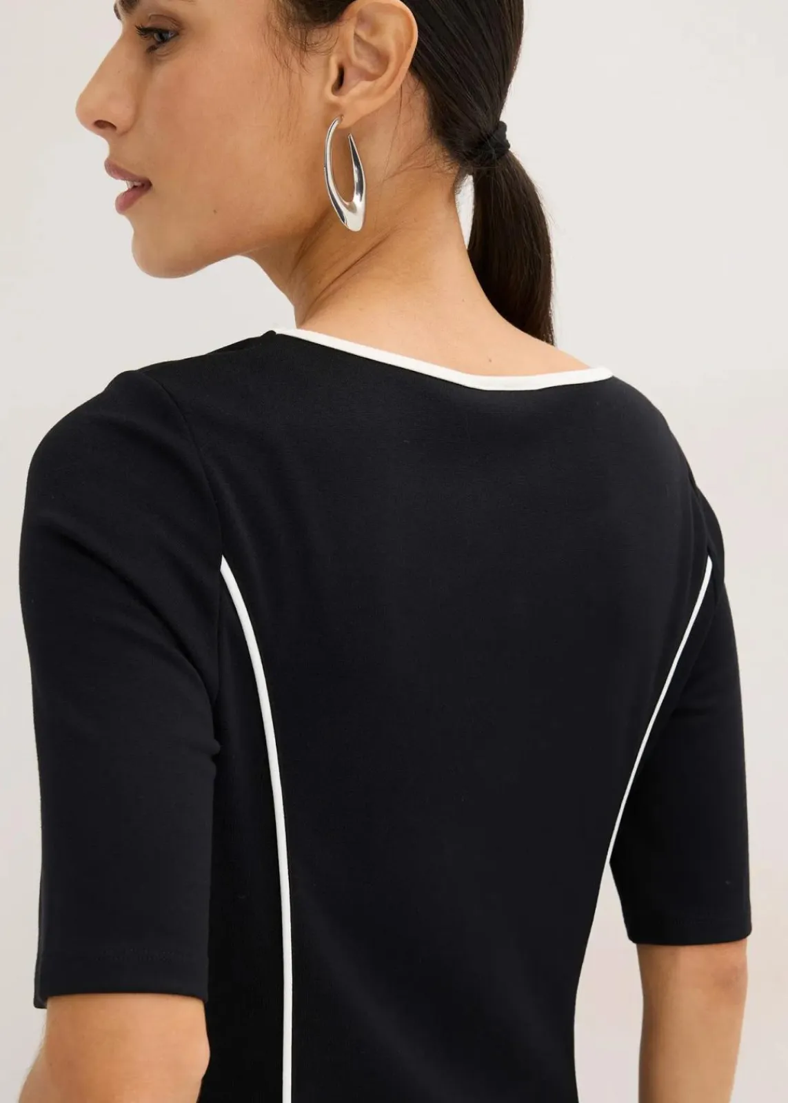 bonprix Bekleidung·Pullover & Strickjacken|Kleider^Midikleid aus Punto di Roma schwarz/wollweiß