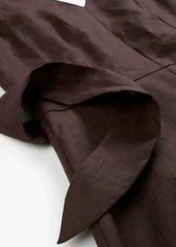 bonprix Bekleidung·Pullover & Strickjacken|Premium^Midikleid aus reinem Leinen dunkelbraun
