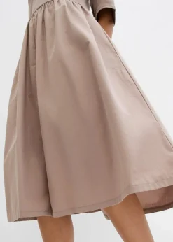bonprix Kleider^Midikleid aus reiner Baumwolle taupe