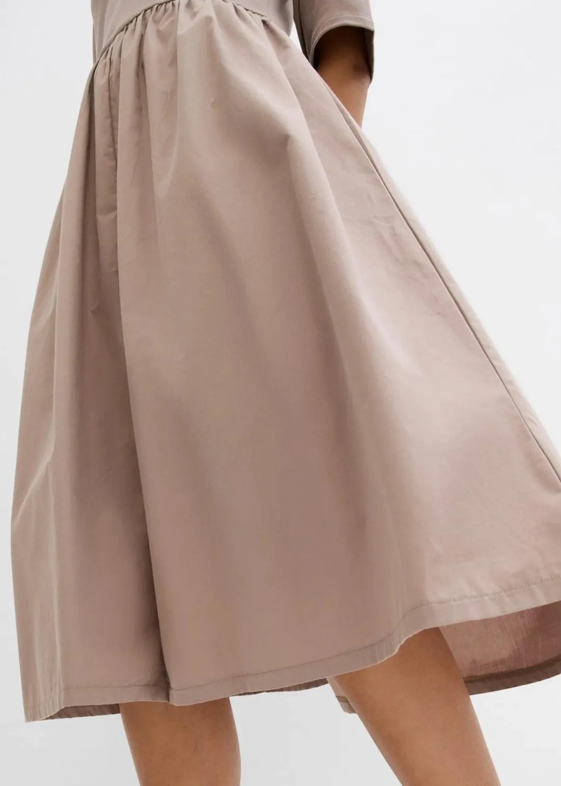 bonprix Kleider^Midikleid aus reiner Baumwolle taupe