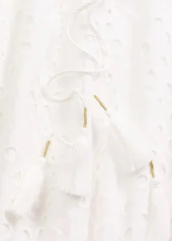bonprix Kleider^Midikleid aus reiner Baumwolle mit Lochstickerei wollweiß