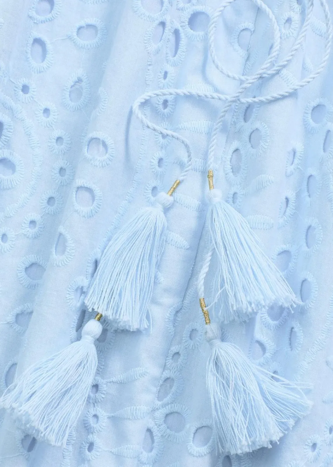 bonprix Kleider^Midikleid aus reiner Baumwolle mit Lochstickerei hellblau