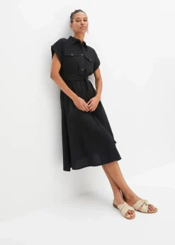 bonprix Bekleidung·Pullover & Strickjacken|Kleider^Midikleid aus reiner Baumwolle schwarz