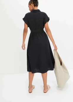 bonprix Bekleidung·Pullover & Strickjacken|Kleider^Midikleid aus reiner Baumwolle schwarz