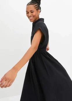 bonprix Bekleidung·Pullover & Strickjacken|Kleider^Midikleid aus reiner Baumwolle schwarz