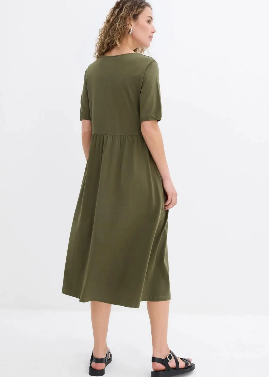 bonprix Nachhaltigere Materialien|Kleider^Midikleid aus reiner Baumwolle schwarz