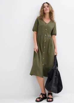 bonprix Nachhaltigere Materialien|Kleider^Midikleid aus reiner Baumwolle schwarz