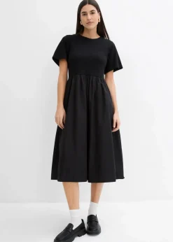 bonprix Kleider^Midikleid aus reiner Baumwolle schwarz